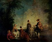 WATTEAU, Antoine An Embarrassing Proposal oil